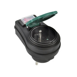 Solight zásuvka průběžná IP44, 16A, černá, vypínač