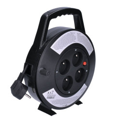 Solight prodlužovací přívod na bubnu, 4 zásuvky, 10m, černý kabel, 3x 1,0mm2