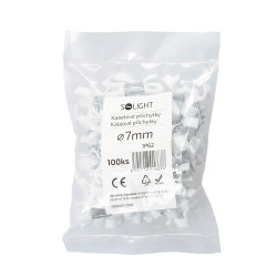 Solight kabelové příchytky, průměr 7mm, bílé, 100ks