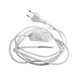 Solight flexo šňůra, 2m, 2 x 0,75mm2, bílá, plochá, vypínač