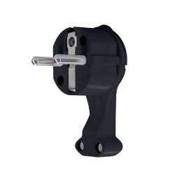 Solight zástrčka lomená, nízký profil od stěny, IP20, černá