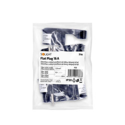 Solight zástrčka lomená, nízký profil od stěny, IP20, černá