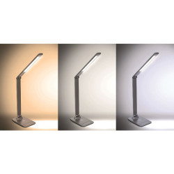 Solight LED stmívatelná lampička s bezdrátovým nabíjením, 10W, změna chromatičnosti, šedá