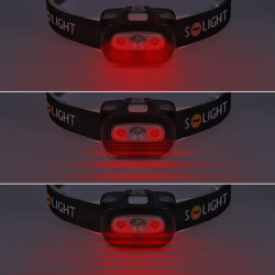 Solight čelová LED svítilna, 3W + červené světlo, 3x AAA