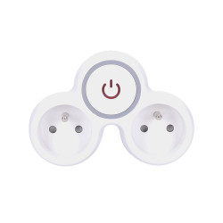 Solight rozbočka, 2x 10A, bílá-šedá, vypínač