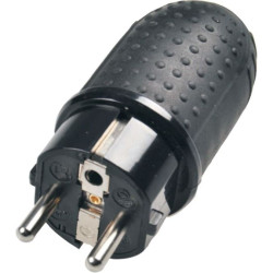 Solight zástrčka gumová do vlhka, přímá, IP44, černá