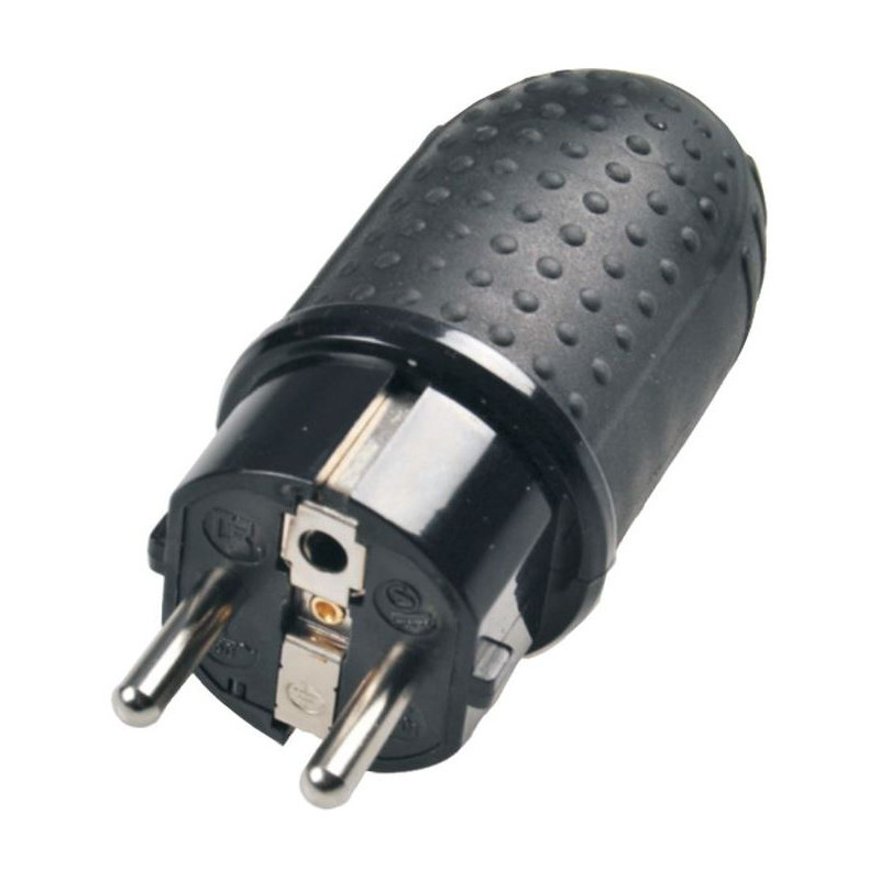 Solight zástrčka gumová do vlhka, přímá, IP44, černá