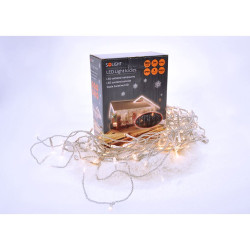 Solight LED vánoční závěs, rampouchy, 120 LED, 3m x 0,7m, přívod 6m, venkovní, teplé bílé světlo, paměť, časovač