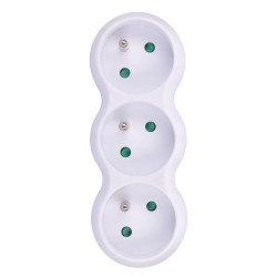 Solight rozbočka s podpěrou, 3 x 10A, bílá