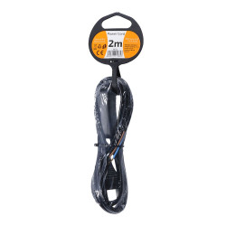 Solight flexo šňůra, 2m, 2 x 0,75mm2, černá, plochá, vypínač