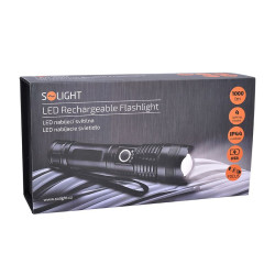 Solight nabíjecí LED svítilna, 1000lm, fokus, 2800mAh Li-Ion, USB, dárkové balení
