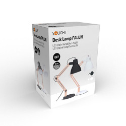 Solight stolní lampa Falun, E27, černá