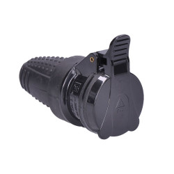 Solight zásuvka gumová, do vlhka, přímá, IP44, černá