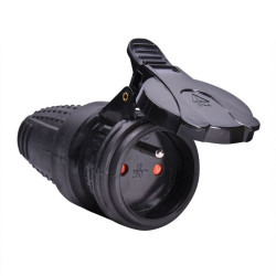 Solight zásuvka gumová, do vlhka, přímá, IP44, černá