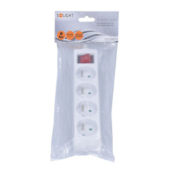 Solight vícenásobná zásuvka, 4 zásuvky, vypínač