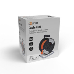 Solight prodlužovací přívod na bubnu, 4 zásuvky, 20m, oranžový kabel, 3x 1,5mm2