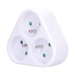 Solight rozbočka, 3x 10A, trojúhelník, bílá