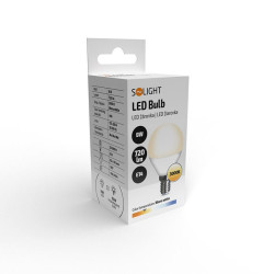 Solight LED žárovka, miniglobe, 8W, E14, 3000K, 720lm, bílé provedení