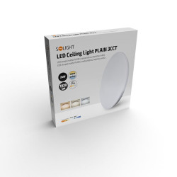 Solight LED stropní světlo Plain, 3CCT, 24W, 1920lm, 3000K, 4000K, 6000K, kulaté, 38cm
