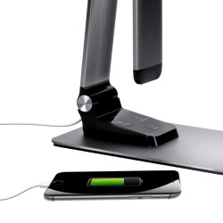 Solight LED stolní lampička stmívatelná, 11W, změna chromatičnosti, broušený hliník, stříbrná