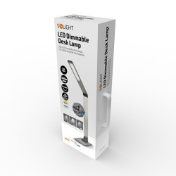 Solight LED stolní lampička stmívatelná, 11W, změna chromatičnosti, broušený hliník, stříbrná