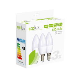 ECOLUX LED žárovka Ecolux 3-pack, svíčka, 6W, E14, 3000K, 450lm, 3ks