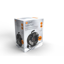 Solight prodlužovací přívod na bubnu, 1 zásuvka, 50m, černý kabel, 3x 1,5mm2