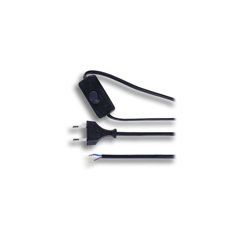 Solight flexo šňůra, 2x 0,75mm2, černá, plochá, vypínač, 3m