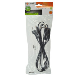 Solight flexo šňůra, 2x 0,75mm2, černá, plochá, vypínač, 3m