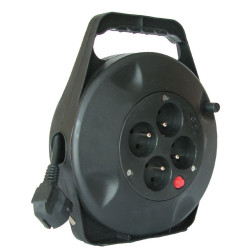 Solight prodlužovací přívod na bubnu, 4 zásuvky, 10m, černý kabel, 3x 1,5mm2