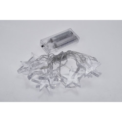 Solight LED vánoční řetěz, hvězdy, 1,5m, 10x LED, 2x AA, bílé světlo