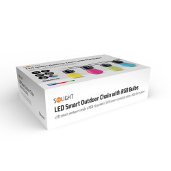 Solight LED smart venkovní řetěz s RGB žárovkami, bluetooth, 15 žárovek, 14m+6m, 10W