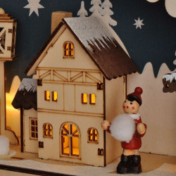 Solight LED adventní kalnedář - horská chata, 10x LED, 50x40cm, 2x AA