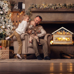 Solight LED adventní kalnedář - horská chata, 10x LED, 50x40cm, 2x AA