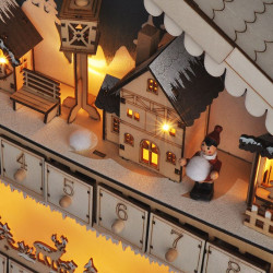 Solight LED adventní kalnedář - horská chata, 10x LED, 50x40cm, 2x AA