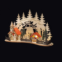 Solight LED vánoční městečko s kostelem, 30x19cm, 2x AAA