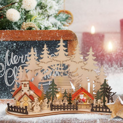 Solight LED vánoční městečko s kostelem, 30x19cm, 2x AAA