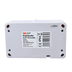 Solight dvojzásuvka do vlhka IP54, šedá