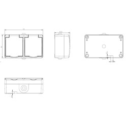 Solight dvojzásuvka do vlhka IP54, šedá