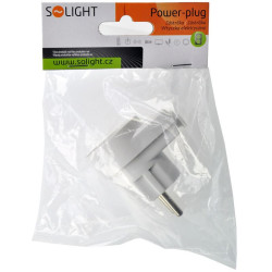 Solight zástrčka lomená, s průběžnou zásuvkou, IP20, bílá