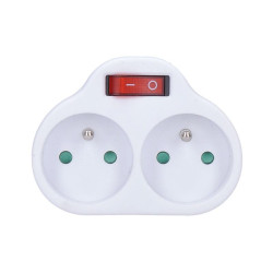 Solight rozbočka, 2x 10A, bílá, vypínač