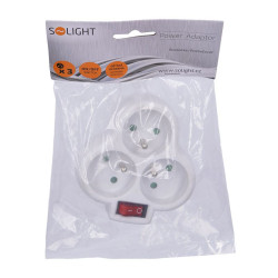 Solight rozbočka, 3 x 10A, bílá, vypínač