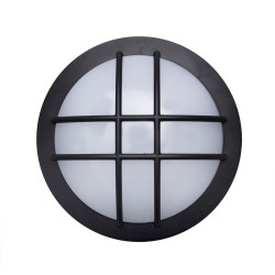 Solight LED venkovní osvětlení kulaté s mřížkou, 13W, 910lm, 4000K, IP65, 17cm, černá