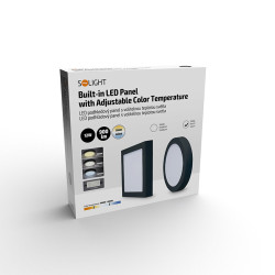 Solight LED mini panel CCT, přisazený, 12W, 900lm, 3000K, 4000K, 6000K, kulatý, černá barva