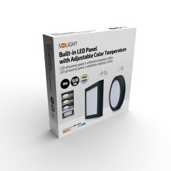 Solight LED mini panel CCT, přisazený, 18W, 1530lm, 3000K, 4000K, 6000K, čtvercový, černá barva