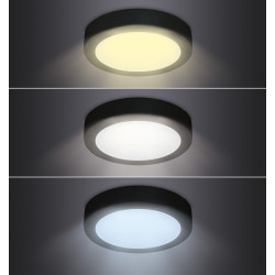 Solight LED mini panel CCT, přisazený, 24W, 1800lm, 3000K, 4000K, 6000K, kulatý, černá barva