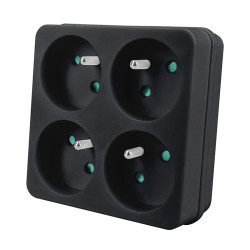 Solight Rozbočka, 4 x 10A, černá