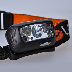 Solight LED čelová nabíjecí svítilna, 150 + 100lm, bílé a červené světlo, Li-ion, USB