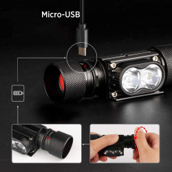 Solight LED čelová nabíjecí svítilna, 650lm, Li-ion, USB