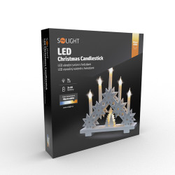 Solight LED vánoční svícen s hvězdami, 30cm, 5x LED, 2x AA